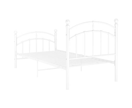 Cadru de pat, alb, 100x200 cm, metal, 5 image