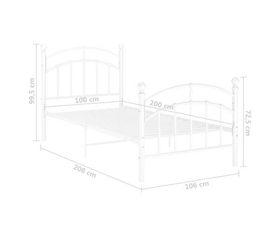 Cadru de pat, alb, 100x200 cm, metal, 7 image