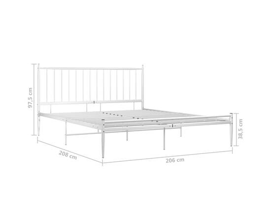 Cadru de pat, alb, 200x200 cm, metal, 7 image