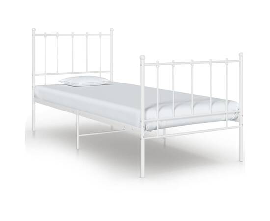 Cadru de pat, alb, 90x200 cm, metal