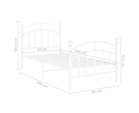 Cadru de pat, alb, 90x200 cm, metal, 7 image