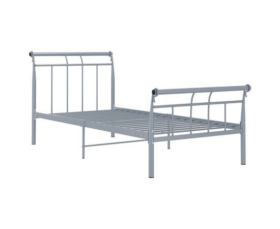 Cadru de pat, gri, 100x200 cm, metal, 2 image