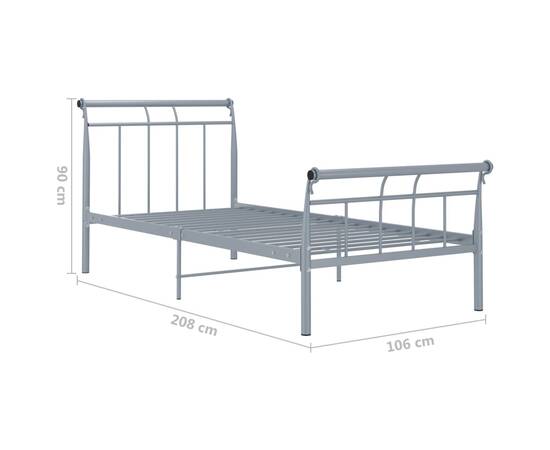 Cadru de pat, gri, 100x200 cm, metal, 6 image
