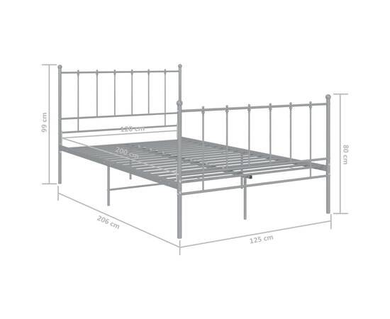 Cadru de pat, gri, 120x200 cm, metal, 6 image