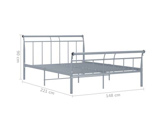 Cadru de pat, gri, 140x200 cm, metal, 6 image