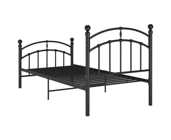 Cadru de pat, negru, 100x200 cm, metal, 5 image