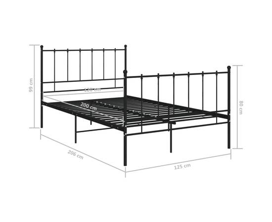 Cadru de pat, negru, 120x200 cm, metal, 6 image