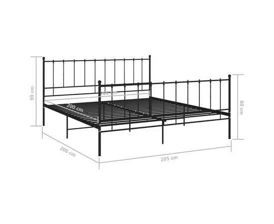Cadru de pat, negru, 200x200 cm, metal, 6 image