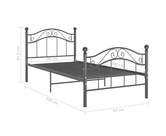 Cadru de pat, negru, 90 x 200 cm, metal, 8 image