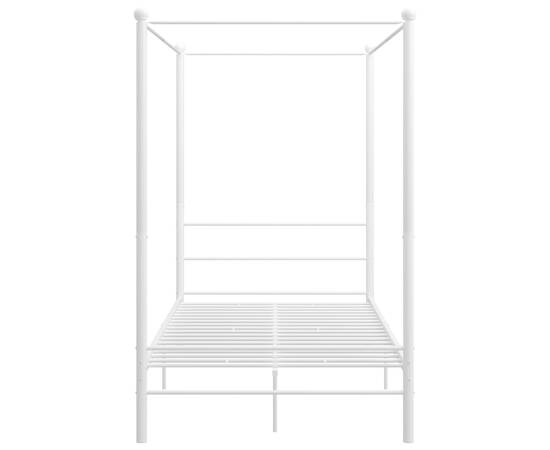 Cadru de pat cu baldachin, alb, 120x200 cm, metal, 4 image