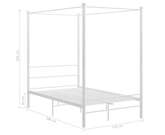 Cadru de pat cu baldachin, alb, 120x200 cm, metal, 6 image