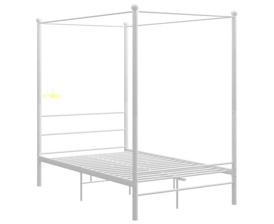 Cadru de pat cu baldachin, alb, 120x200 cm, metal, 2 image