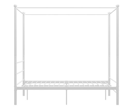 Cadru de pat cu baldachin, alb, 120x200 cm, metal, 3 image