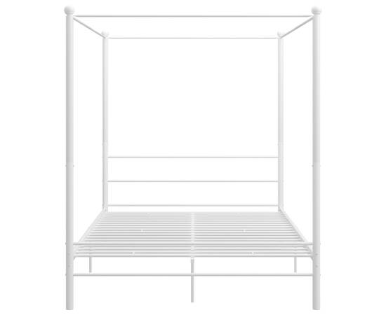 Cadru de pat cu baldachin, alb, 160x200 cm, metal, 4 image