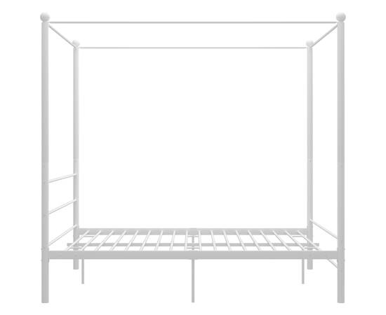 Cadru de pat cu baldachin, alb, 160x200 cm, metal, 3 image