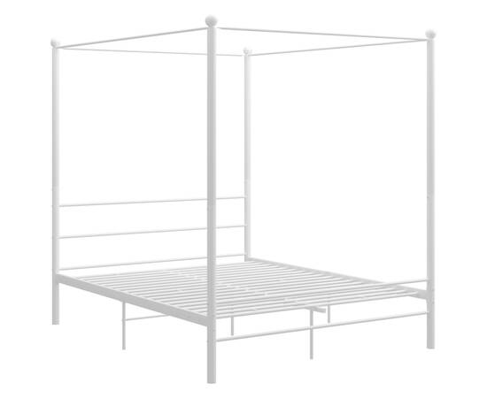 Cadru de pat cu baldachin, alb, 160x200 cm, metal, 2 image