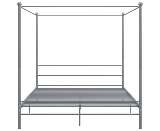 Cadru de pat cu baldachin, gri, 200x200 cm, metal, 4 image