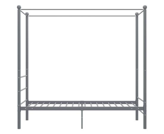 Cadru de pat cu baldachin, gri, 90x200 cm, metal, 3 image