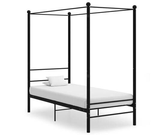 Cadru de pat cu baldachin, negru, 100x200 cm, metal