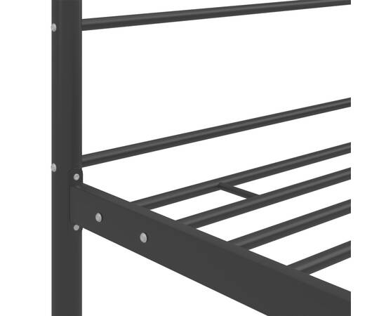 Cadru de pat cu baldachin, negru, 100x200 cm, metal, 5 image