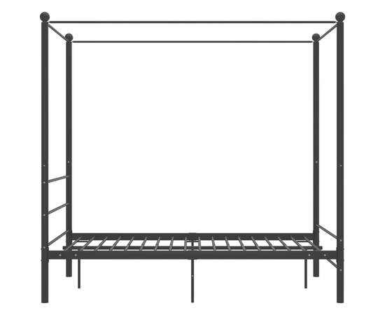 Cadru de pat cu baldachin, negru, 140x200 cm, metal, 3 image