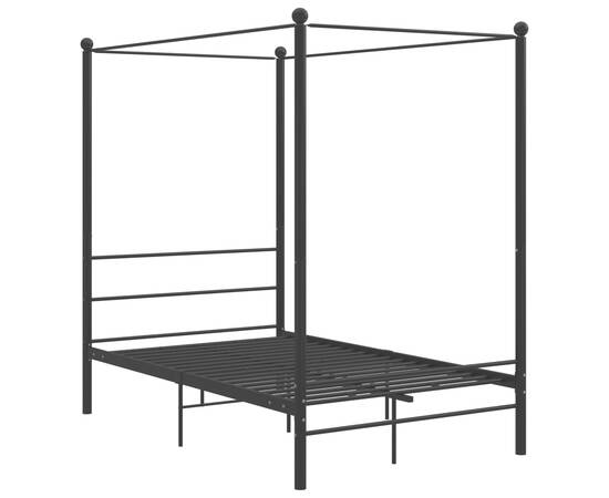Cadru de pat cu baldachin, negru, 140x200 cm, metal, 2 image
