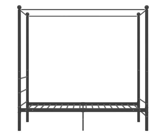 Cadru de pat cu baldachin, negru, 90x200 cm, metal, 3 image