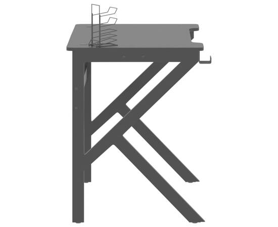 Birou de gaming cu picioare în formă de k, negru, 90x60x75 cm, 4 image