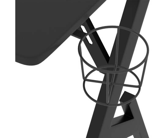 Birou de gaming cu picioare în formă de y, negru, 90x60x75 cm, 7 image