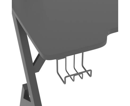 Birou de gaming cu picioare în formă de y, negru, 90x60x75 cm, 6 image