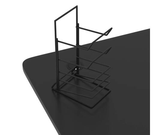 Birou de gaming cu picioare în formă de y, negru, 90x60x75 cm, 8 image