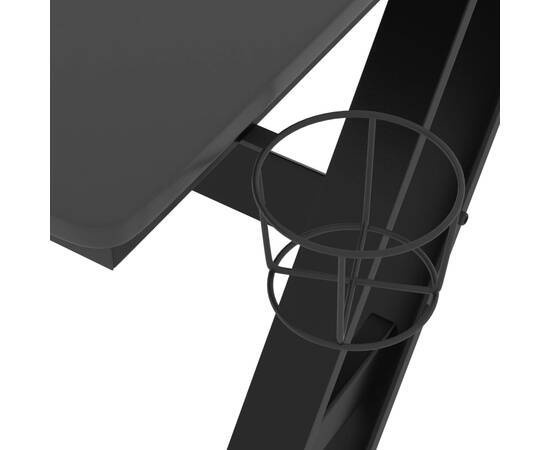 Birou de gaming cu picioare în formă de zz, negru, 110x60x75 cm, 7 image