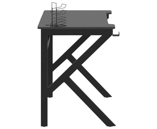Birou de gaming cu picioare formă k, negru, 110x60x75 cm, 5 image