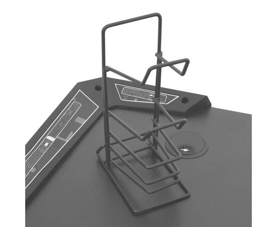 Birou de gaming cu picioare formă y, negru, 110x60x75 cm, led, 9 image