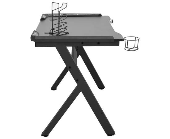 Birou de gaming cu picioare formă y, negru, 110x60x75 cm, led, 5 image