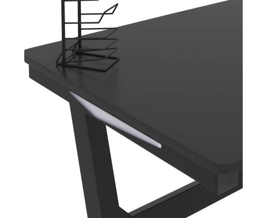 Birou de gaming cu picioare formă z, negru, 110x60x75 cm, led, 10 image