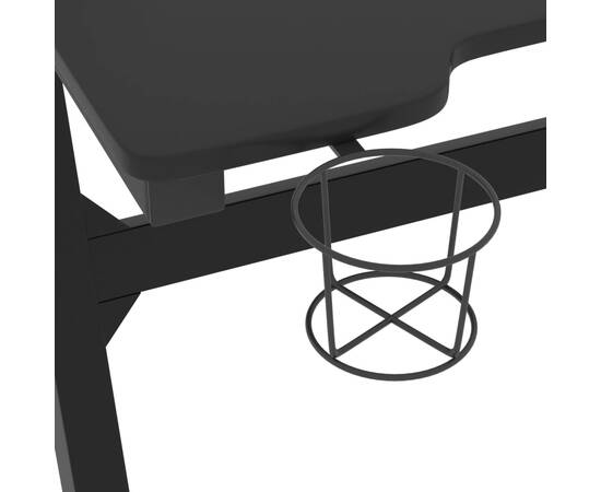 Birou de gaming cu picioare formă z, negru, 110x60x75 cm, led, 7 image