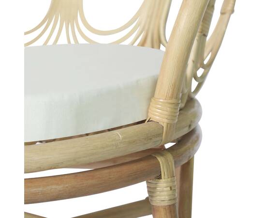 Scaun de sufragerie cu pernă, ratan natural și in, 5 image