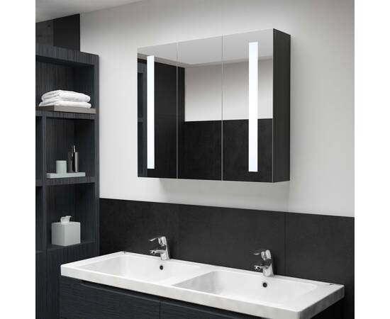 Dulap de baie cu oglindă și led, 89x14x62 cm