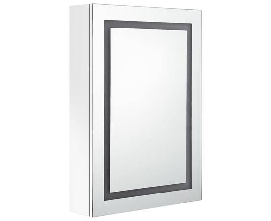Dulap de baie cu oglindă și led, alb strălucitor, 50x13x70 cm, 3 image