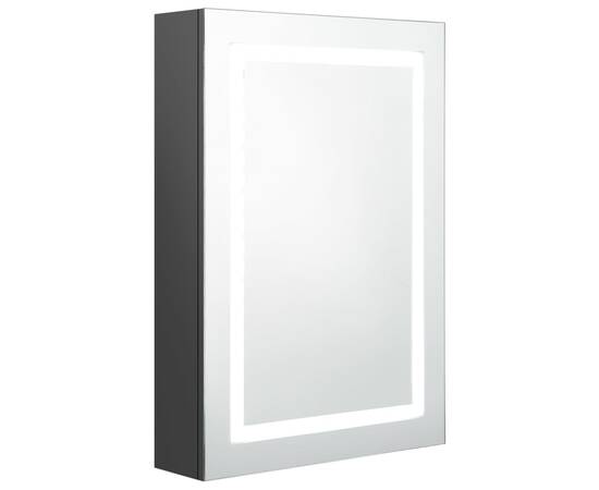Dulap de baie cu oglindă și led, gri, 50x13x70 cm, 2 image