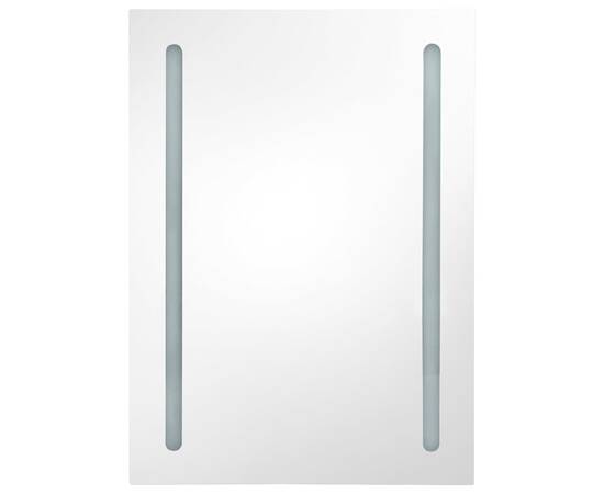 Dulap de baie cu oglindă și led, gri beton, 50x13x70 cm, 4 image