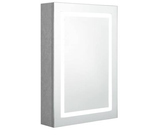 Dulap de baie cu oglindă și led, gri beton, 50x13x70 cm, 2 image
