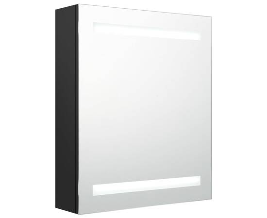 Dulap de baie cu oglindă și led, negru, 50x14x60 cm, 2 image