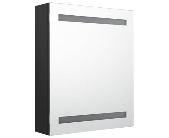 Dulap de baie cu oglindă și led, negru, 50x14x60 cm, 3 image