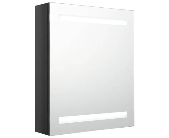 Dulap de baie cu oglindă și led, negru strălucitor, 50x14x60 cm, 2 image