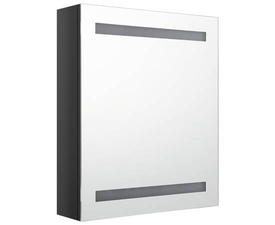 Dulap de baie cu oglindă și led, negru strălucitor, 50x14x60 cm, 3 image