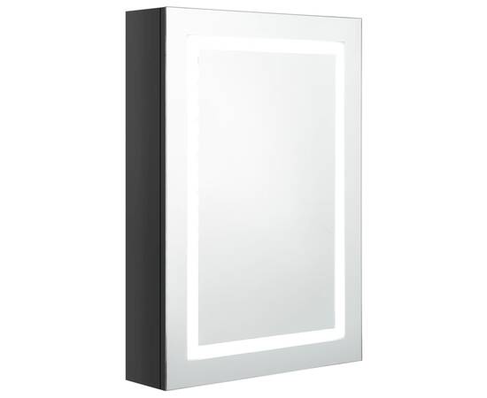 Dulap de baie cu oglindă și led negru strălucitor, 50x13x70 cm, 2 image