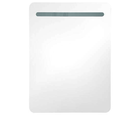 Dulap de baie oglindă și led, alb strălucitor, 60x11x80 cm, 4 image