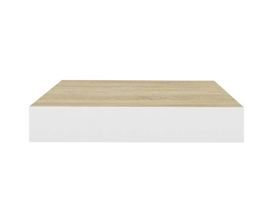 Raft de perete suspendat, stejar/alb, 23x23,5x3,8 cm, mdf, 4 image